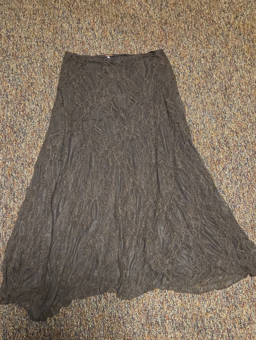 Maxi Brown Floral Lace Skirt Womens Small